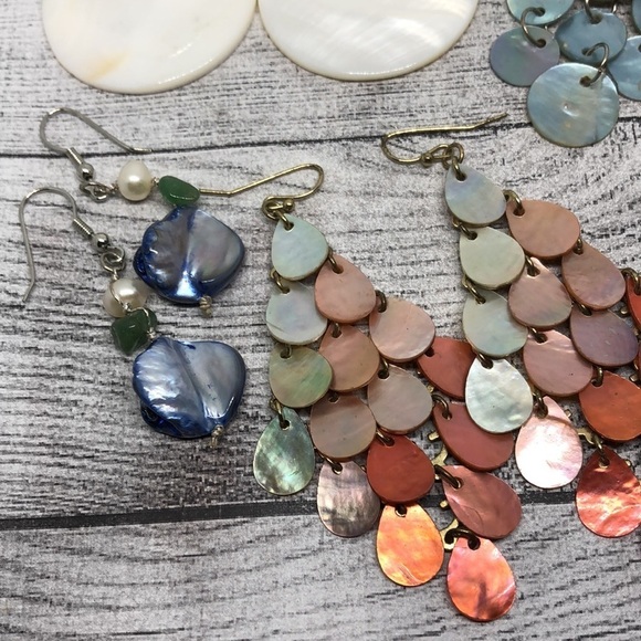 Bundle lot 8 seaside beach boho sea ocean shell mermaid jewelry dangle drop - Picture 2 of 8